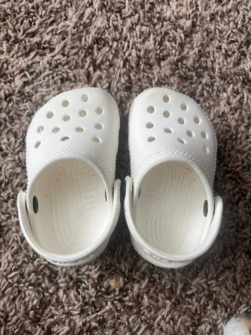 CROCS Kids Classic White Clogs with Heel Strap